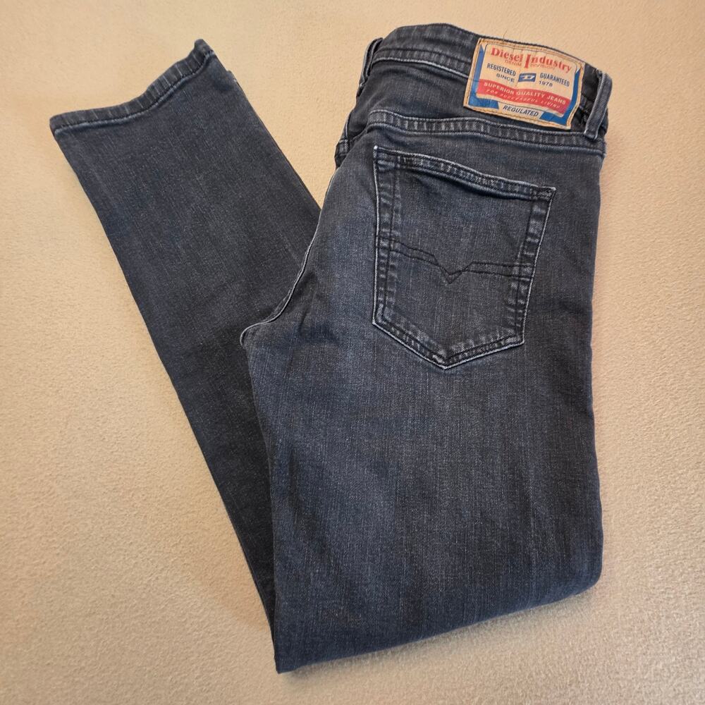 Diesel Buster Tapered Stretch Jeans Gray Faded Black Sz 33x30 RM043